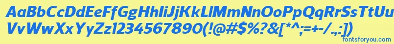 ReganHeavyitalic Font – Blue Fonts on Yellow Background