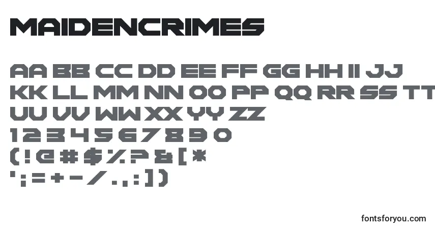 Schriftart MaidenCrimes – Alphabet, Zahlen, spezielle Symbole