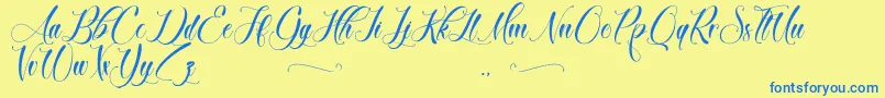 BrokenHeart Font – Blue Fonts on Yellow Background