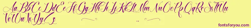 BrokenHeart Font – Purple Fonts on Yellow Background