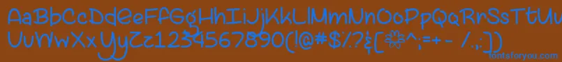 フォントLazySpringDayTtf – 茶色の背景に青い文字