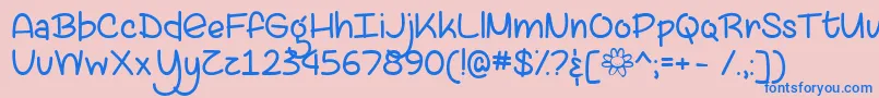 フォントLazySpringDayTtf – ピンクの背景に青い文字