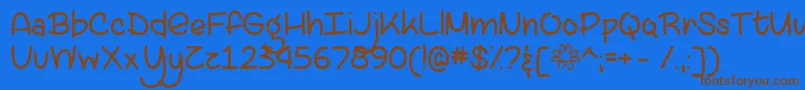 LazySpringDayTtf-Schriftart – Braune Schriften auf blauem Hintergrund