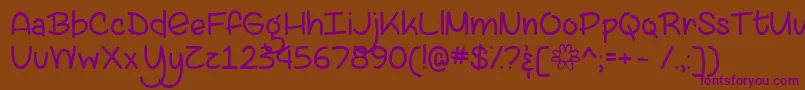 フォントLazySpringDayTtf – 紫色のフォント、茶色の背景