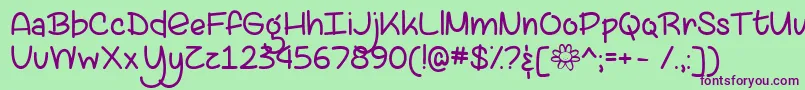 LazySpringDayTtf-Schriftart – Violette Schriften auf grünem Hintergrund