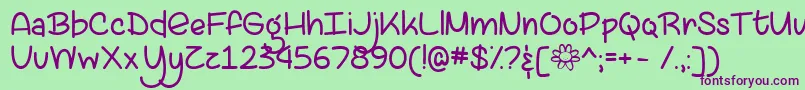 LazySpringDayTtf Font – Purple Fonts on Green Background