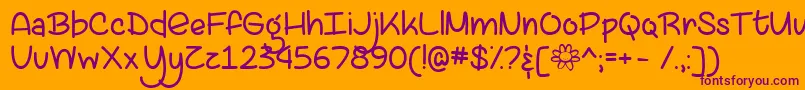 LazySpringDayTtf-Schriftart – Violette Schriften auf orangefarbenem Hintergrund