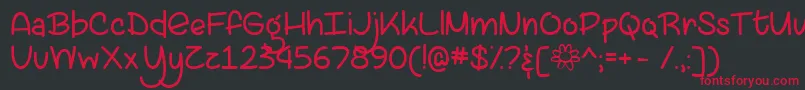 フォントLazySpringDayTtf – 黒い背景に赤い文字