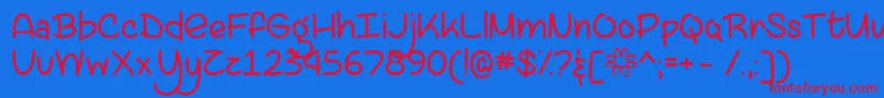 LazySpringDayTtf-Schriftart – Rote Schriften auf blauem Hintergrund