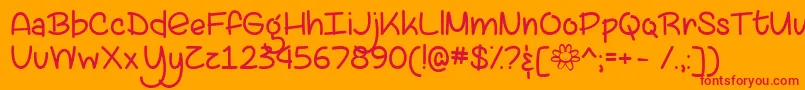 フォントLazySpringDayTtf – オレンジの背景に赤い文字