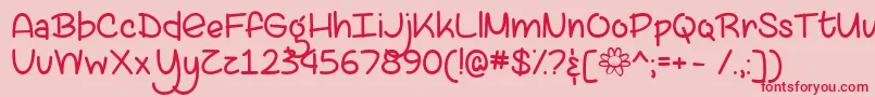 フォントLazySpringDayTtf – ピンクの背景に赤い文字