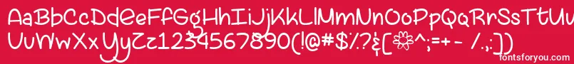 LazySpringDayTtf-Schriftart – Weiße Schriften auf rotem Hintergrund