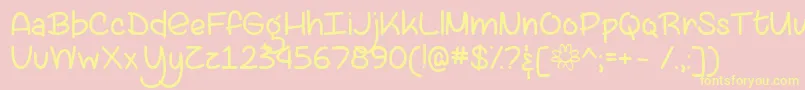 フォントLazySpringDayTtf – 黄色のフォント、ピンクの背景