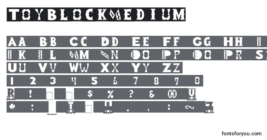 Czcionka ToyBlockMedium – alfabet, cyfry, specjalne znaki