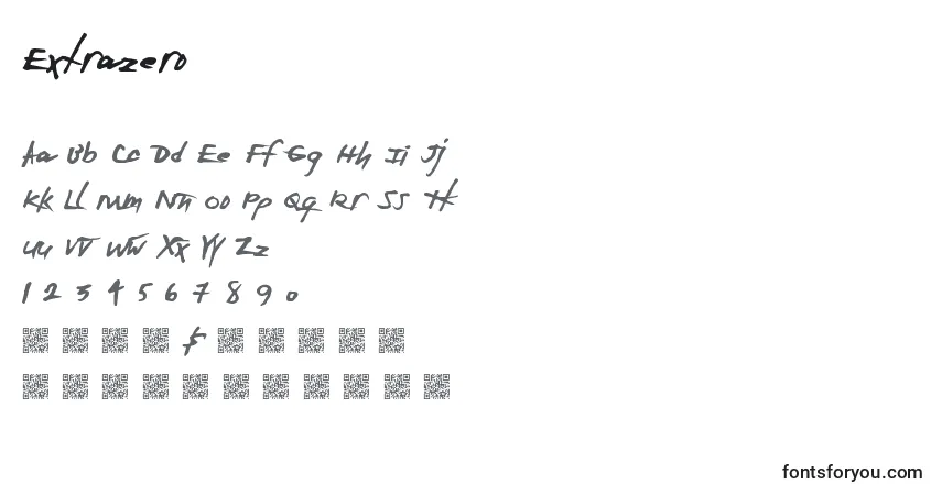 Fuente Extrazero - alfabeto, números, caracteres especiales