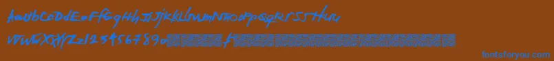 Extrazero-Schriftart – Blaue Schriften auf braunem Hintergrund
