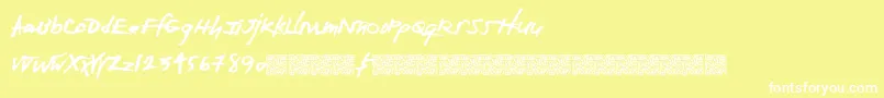 Extrazero-Schriftart – Weiße Schriften auf gelbem Hintergrund