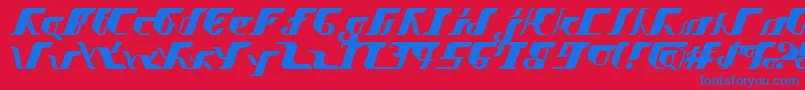 VitesseSemibold-Schriftart – Blaue Schriften auf rotem Hintergrund