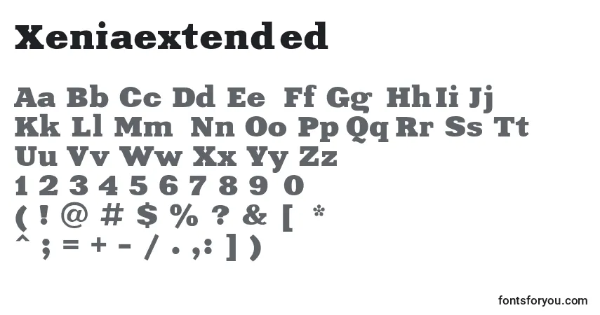 A fonte Xeniaextended – alfabeto, números, caracteres especiais