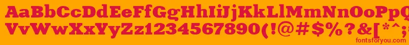Xeniaextended-Schriftart – Rote Schriften auf orangefarbenem Hintergrund