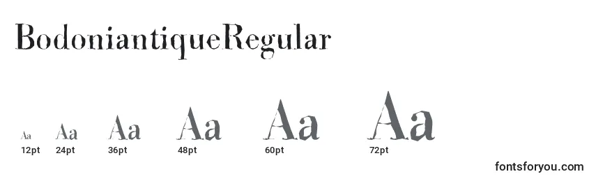Размеры шрифта BodoniantiqueRegular