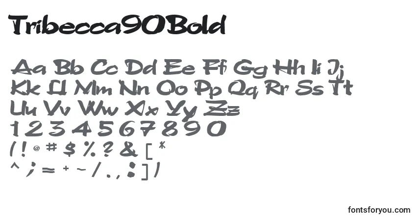 Schriftart Tribecca90Bold – Alphabet, Zahlen, spezielle Symbole
