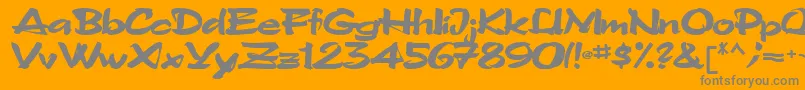 Tribecca90Bold-Schriftart – Graue Schriften auf orangefarbenem Hintergrund