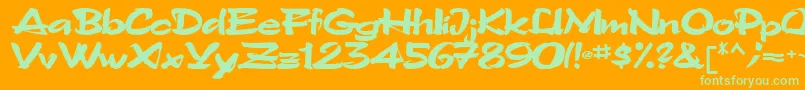 Tribecca90Bold-Schriftart – Grüne Schriften auf orangefarbenem Hintergrund