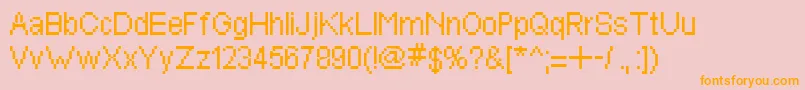 フォントCcRedAlertLan – オレンジの文字がピンクの背景にあります。