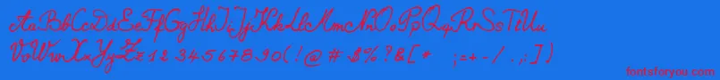 NBernard Font – Red Fonts on Blue Background