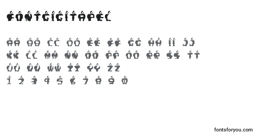 Fontgigitapel-fontti – aakkoset, numerot, erikoismerkit