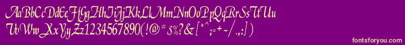 ElgarCn Font – Yellow Fonts on Purple Background