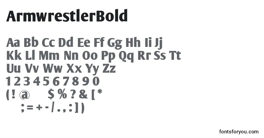 Шрифт ArmwrestlerBold – алфавит, цифры, специальные символы