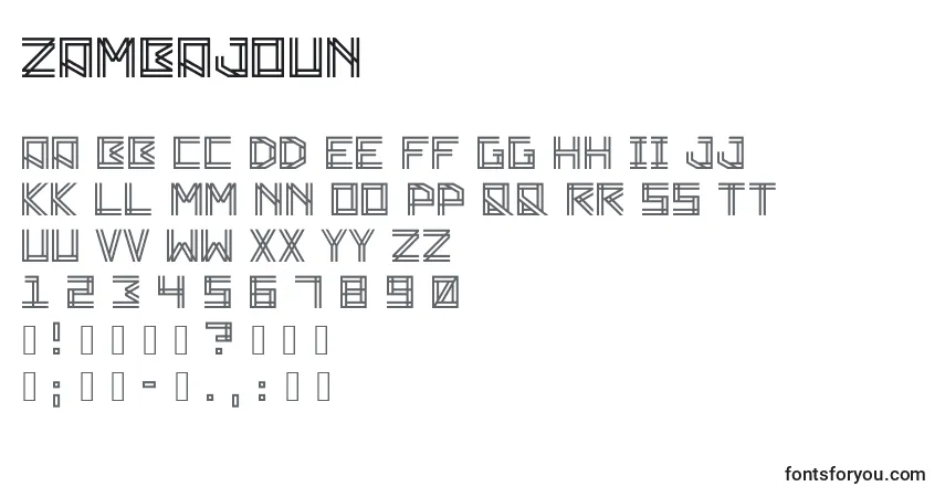 Zambajoun-fontti – aakkoset, numerot, erikoismerkit