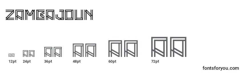 Размеры шрифта Zambajoun
