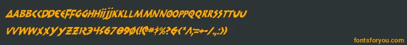 フォント300TrojansCondensedItalic – 黒い背景にオレンジの文字