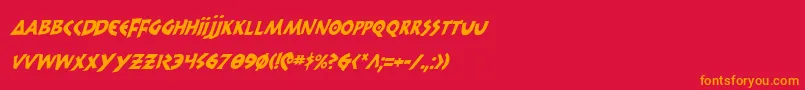 フォント300TrojansCondensedItalic – 赤い背景にオレンジの文字