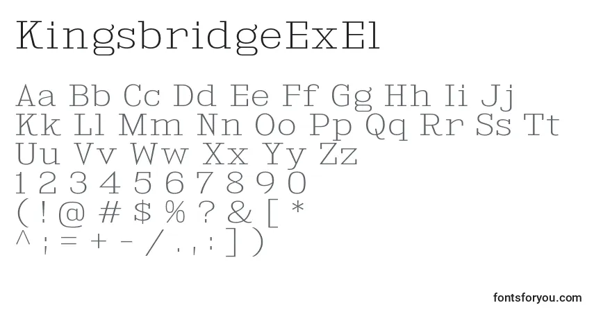 A fonte KingsbridgeExEl – alfabeto, números, caracteres especiais