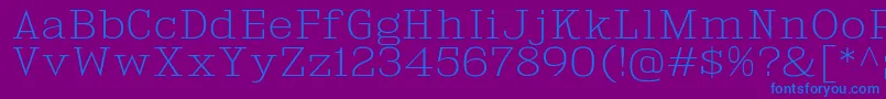 KingsbridgeExEl-fontti – siniset fontit violetilla taustalla
