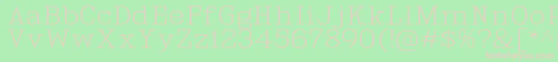KingsbridgeExEl-fontti – vaaleanpunaiset fontit vihreällä taustalla