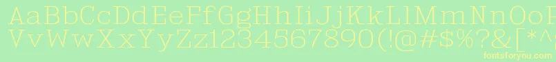 KingsbridgeExEl-fontti – keltaiset fontit vihreällä taustalla