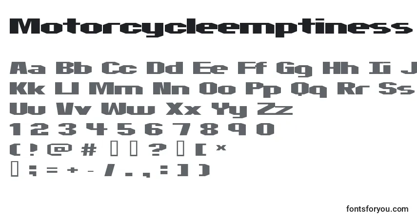 Motorcycleemptinessフォント–アルファベット、数字、特殊文字