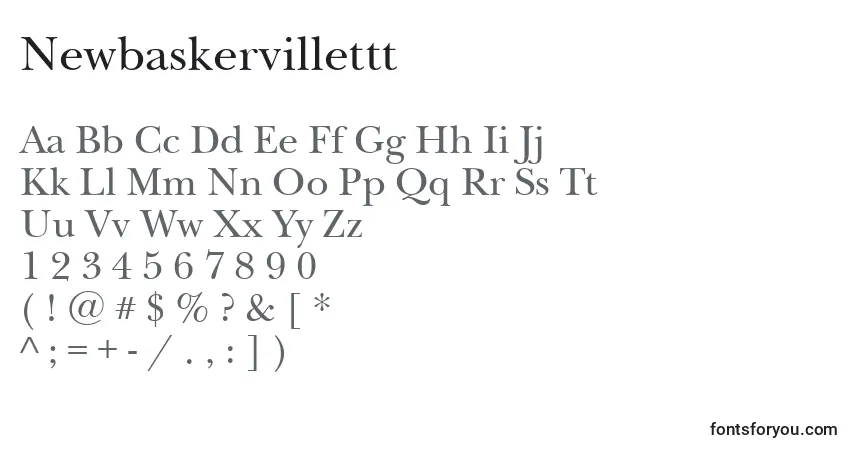 Czcionka Newbaskervillettt – alfabet, cyfry, specjalne znaki
