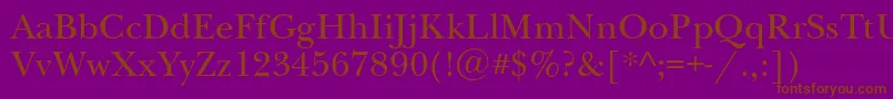 Newbaskervillettt-Schriftart – Braune Schriften auf violettem Hintergrund