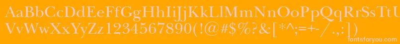 Newbaskervillettt-Schriftart – Rosa Schriften auf orangefarbenem Hintergrund