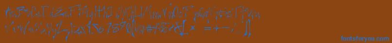 Creel-Schriftart – Blaue Schriften auf braunem Hintergrund