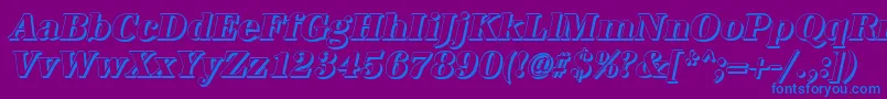 Fonte AntiquashCdXboldItalic – fontes azuis em um fundo violeta