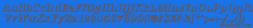 AntiquashCdXboldItalic-Schriftart – Braune Schriften auf blauem Hintergrund