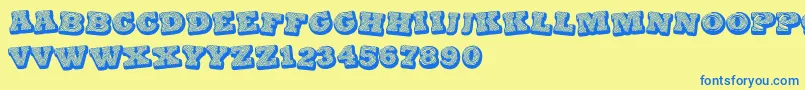 BlackSpiral Font – Blue Fonts on Yellow Background