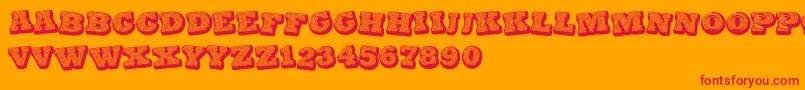 BlackSpiral-Schriftart – Rote Schriften auf orangefarbenem Hintergrund